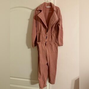 Zara Terracotta Button-Up Jumpsuit